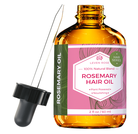 Leven Rose Organic Rosemary Oil for Hair Growth: 2oz Hair Growth Elixir with Rosemary Essential Oil and Nourishing Evening Primrose Oil