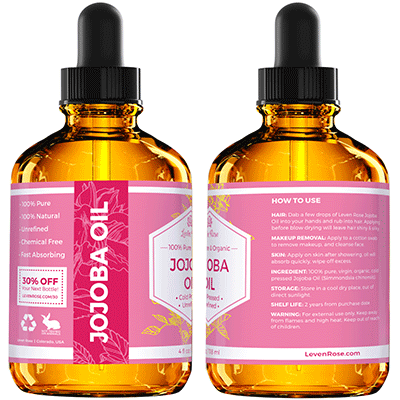 Jojoba Oil by Leven Rose, Cold Pressed Moisturizer for Hair, Skin and Nails, 4oz